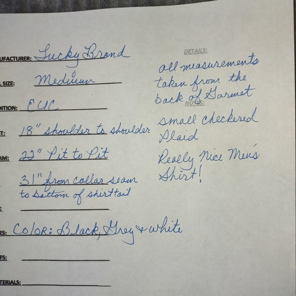 Lucky Brand "Slim Fit" Gingham. Gray, Long Sleeve, Dress Shirt, EUC - Picture 11 of 11